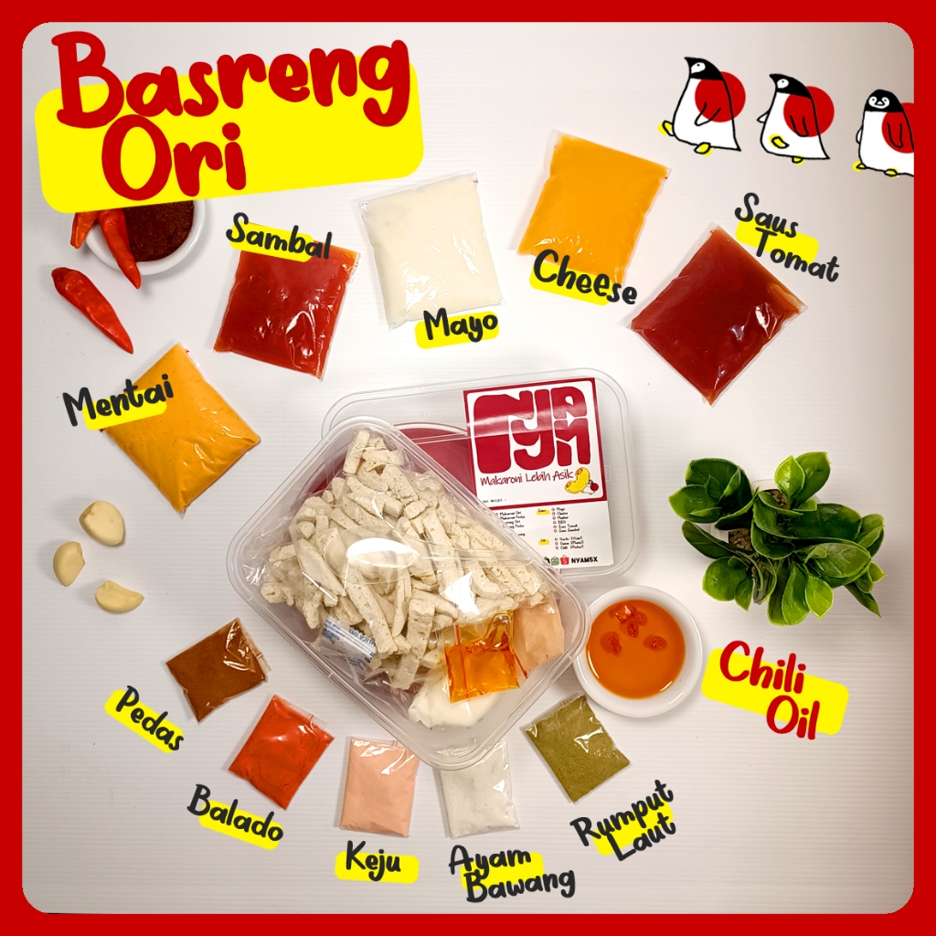 

Nyam5x Basreng ORI + Chilli Oil mix Bumbu dan Saus Creamy