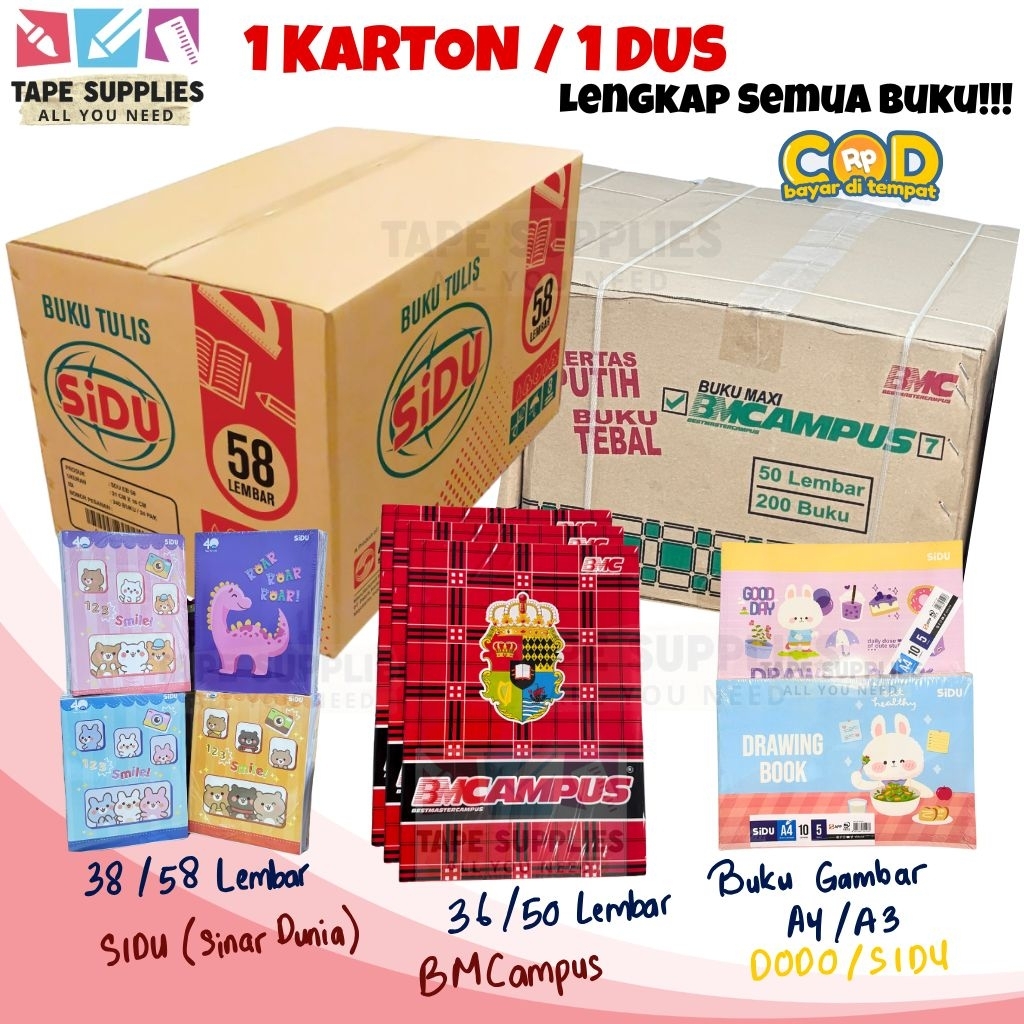 

(1 DUS) Buku Tulis LENGKAP!!! 1 KARTON - BMC/SIDU/BIGBOSS/DODO/ALFA
