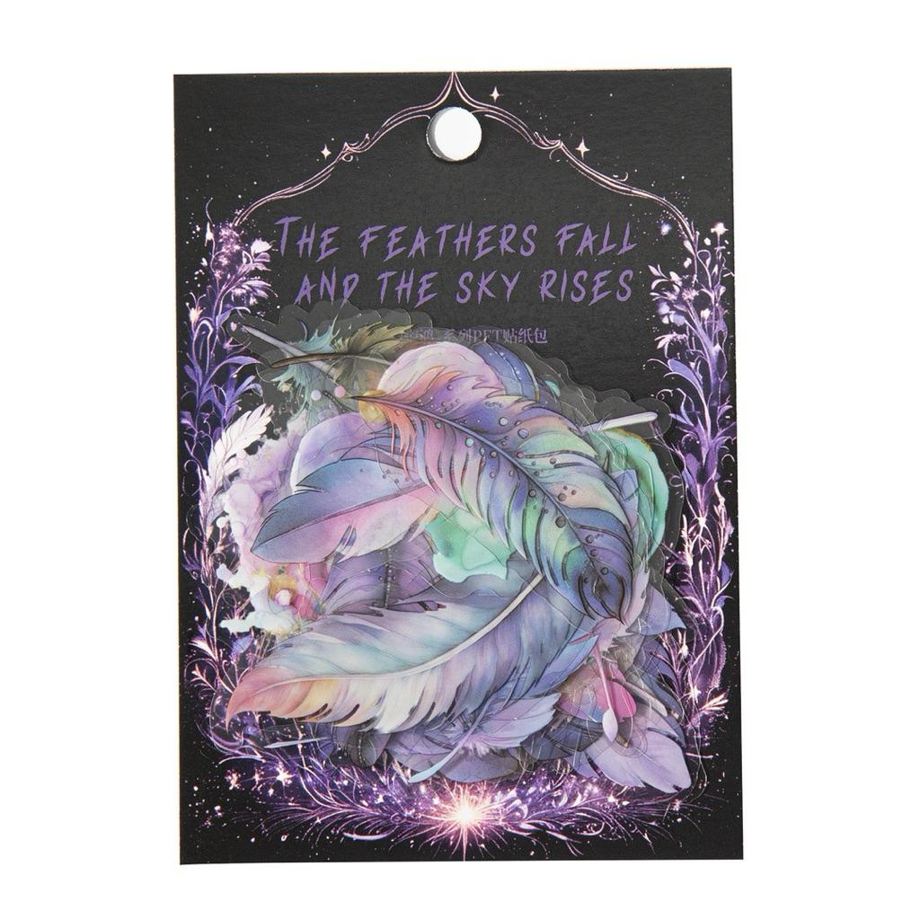 

(2EE) sticker transparan motif bulu feather pastel colorful warna warni deco dekor journaling
