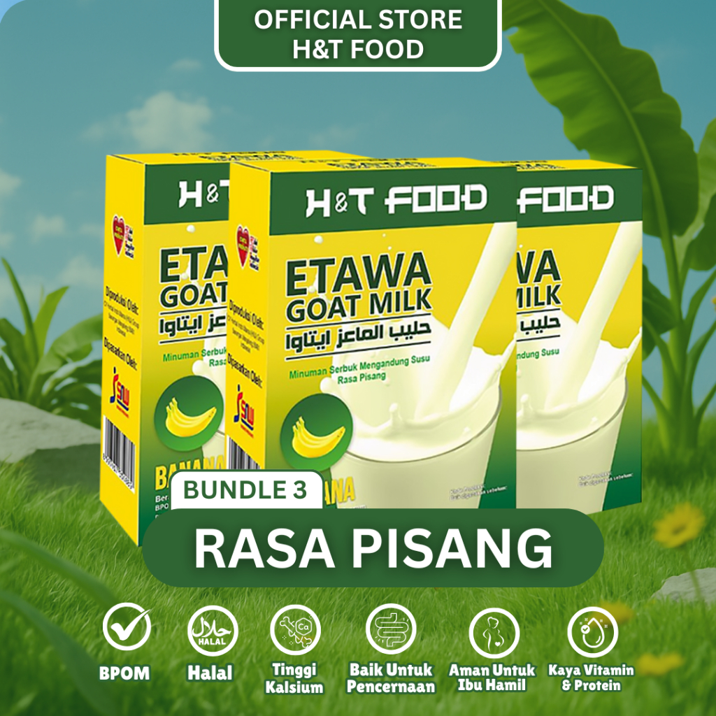 

[H&T Food] Etawa Goat Milk Banana Paket 3 Box - Susu Kambing Etawa Rasa Pisang 200gr Sehat & Lezat, BPOM