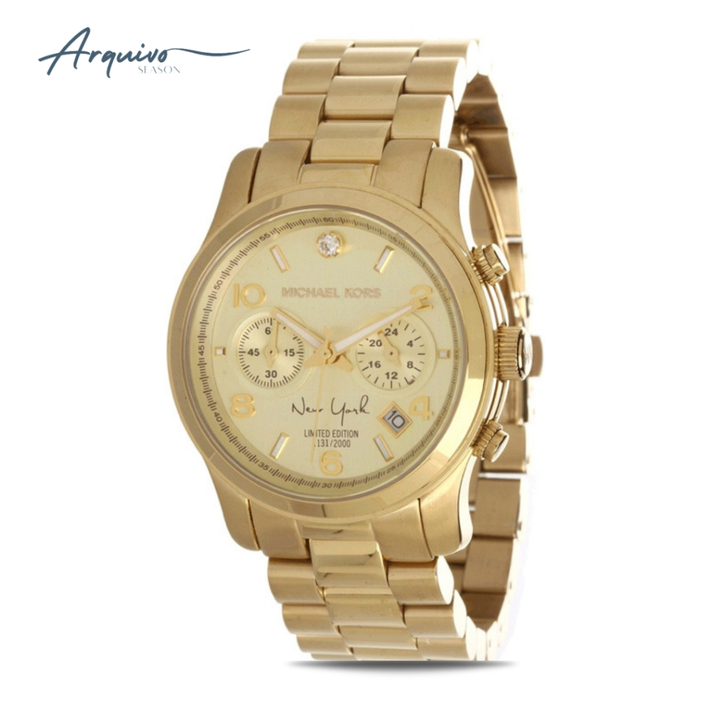 Jam Tangan Michael Kors Wanita Chronograph Limited Edition Gold Stainless Steel Mewah Original MK566