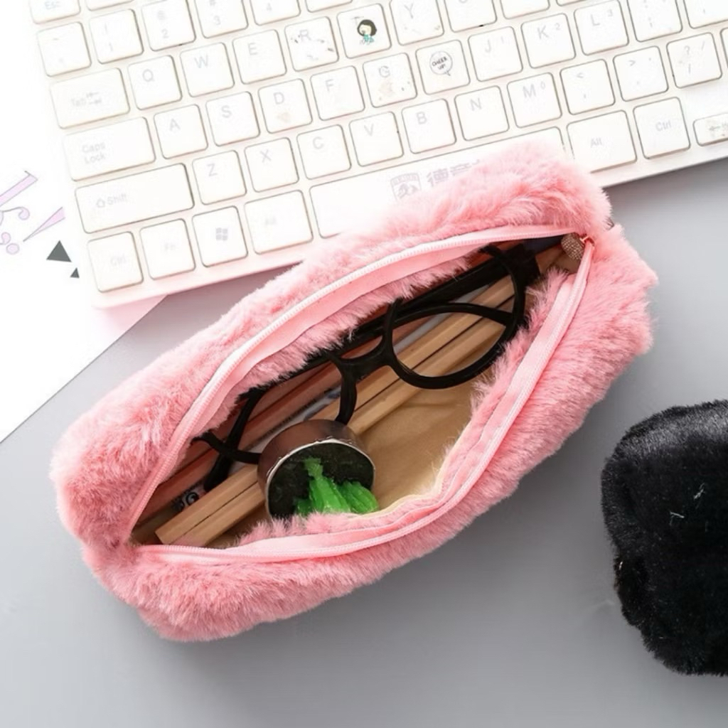 

Amiinah Store Tempat Tepak Pensil Bulu Lucu Warna Soft Kotak Pencil Pastel Kapasitas Besar Estetik Pouch Make Up Serbaguna Aesthetic