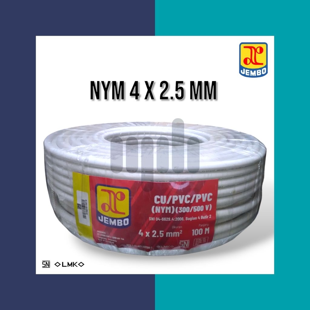 Kabel NYM 4x2.5 / 4x2,5 mm JEMBO, 100 Meter