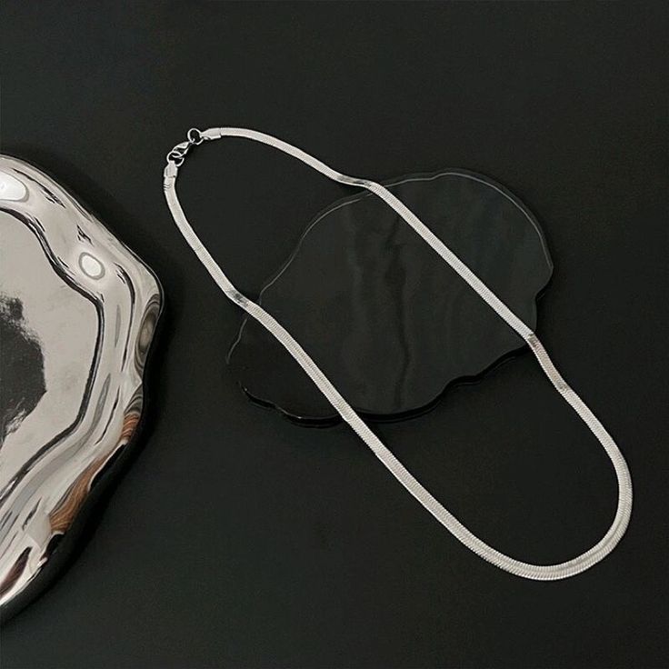 Kalung Titanium Pria Warna emas Gold Model Plat / Kalung Gepeng Minyak Pria dan wanita