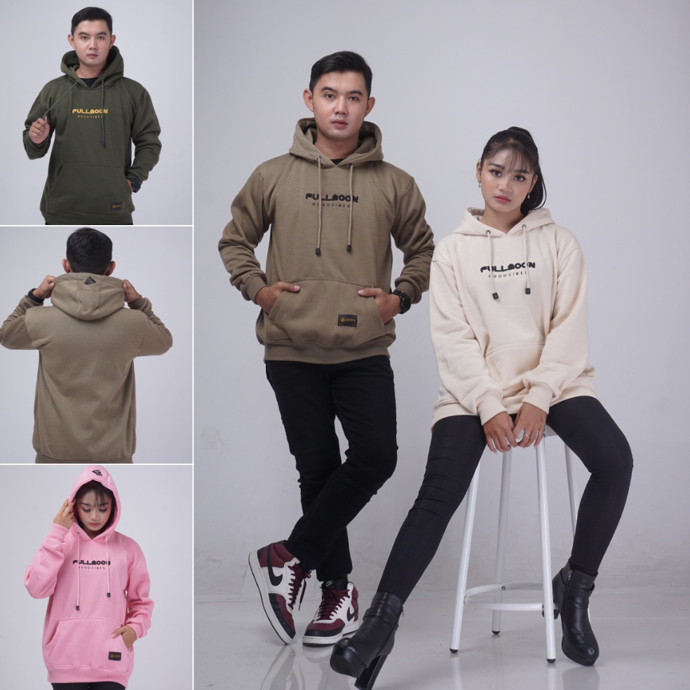 KODE J27X Hoodie Jumper Fullmoon Bordir Timbul 3D Unisex Jaket Fullmoon Dewasa Pria Wanita