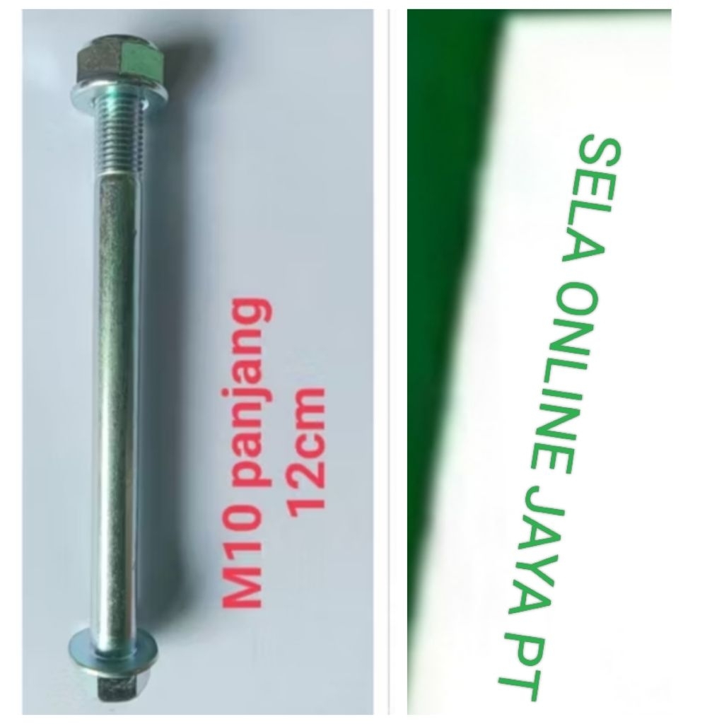 baut Flange bolt m10 panjang 12cm plus mur
