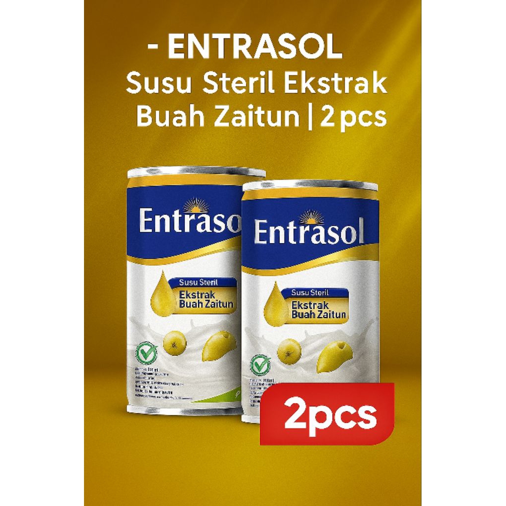 

[2pcs] Entrasol Susu Steril 180ml – Ekstrak Buah Zaitun, Rendah Lemak & Gula