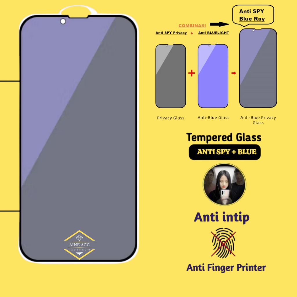Tempered Glass Privacy Spy Blue light Itel RS4 NFC / Itel P55 / Itel P55 Nfc