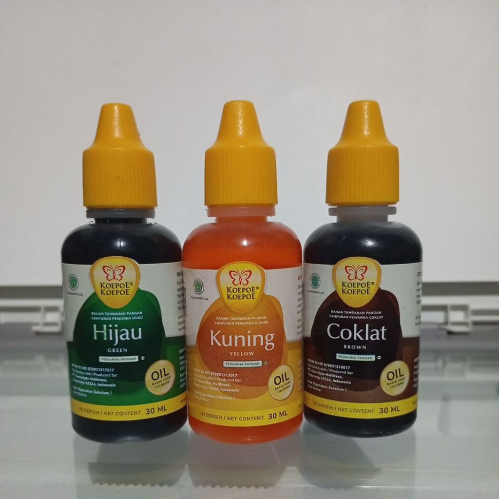 

Pewarna Makanan Koepoe Koepoe Hijau/Kuning/Coklat 30ml