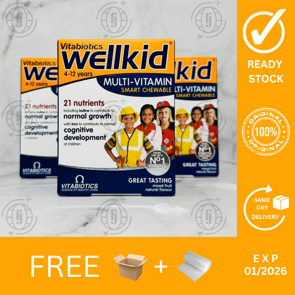 BUY 1 GET 1 FREE Wellkid Multivitamin Smart Chewable 30 Tablet - 21 Nutrisi: Vit A C D Iron Iodine O