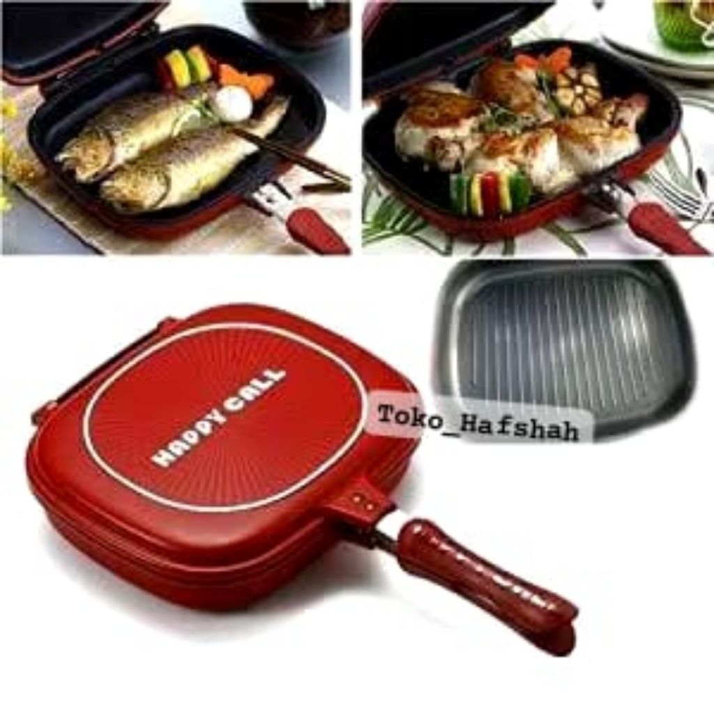 Khusus Batam -Pemanggang ikan HAPPY CALL DOUBLE PAN 32cm KOREA ORIGINAL