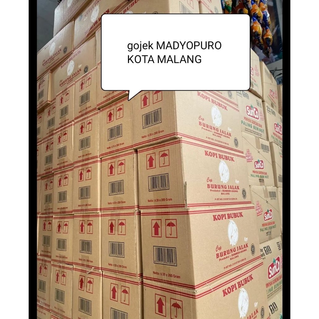 

KARTON KOPI JALAK KHAS MALANG isi 20 x 200 gram