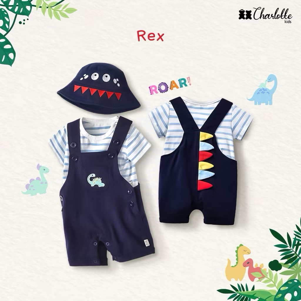 PL Charlotte Kids | Rex | Jumpsuit bayi anak laki-laki / Baju anak laki-laki - Size 59 (3-6 bulan)