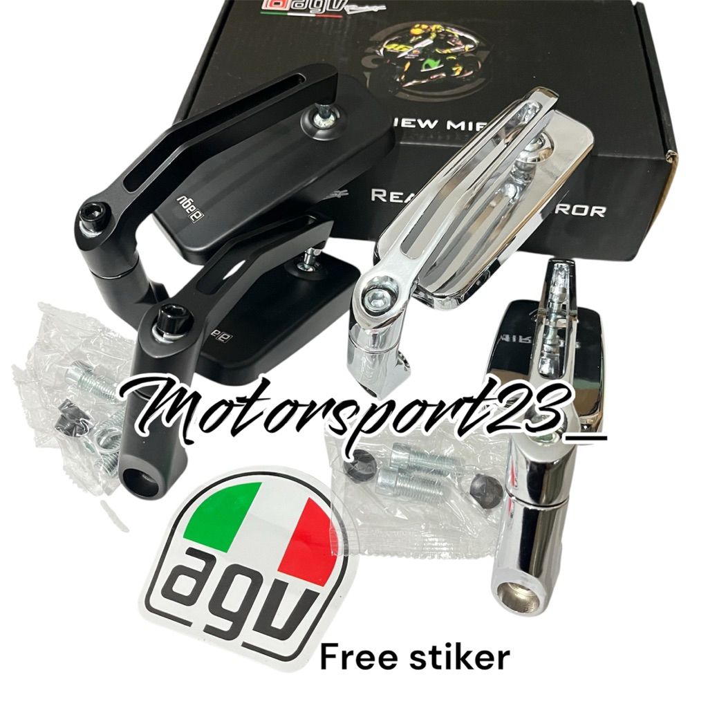 Spion Tanduk Kotak Agv Racing Premium Aluminium Alloy Kaca Spion Motor Tanduk Variasi Full Cnc Spion