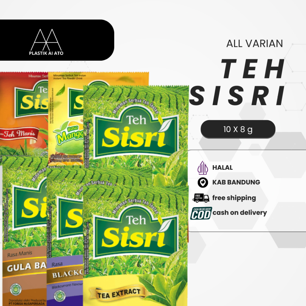 

Teh Sisri Instan – Renceng 10 Sachet (Gula Batu / Lemon Cola / Jasmine / mangga / apel / cincau blackcurrant / tea extract /teh melati / gula tebu ) eceran dan grosir untuk warung