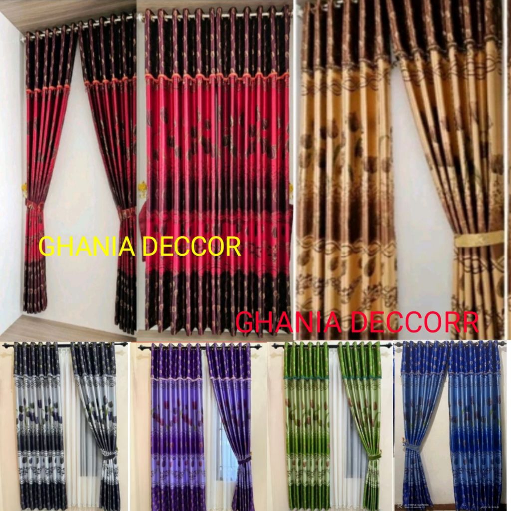 gorden jendela/pintu/gorden minimalis/gorden semokring prins emas/gorden poni tempel