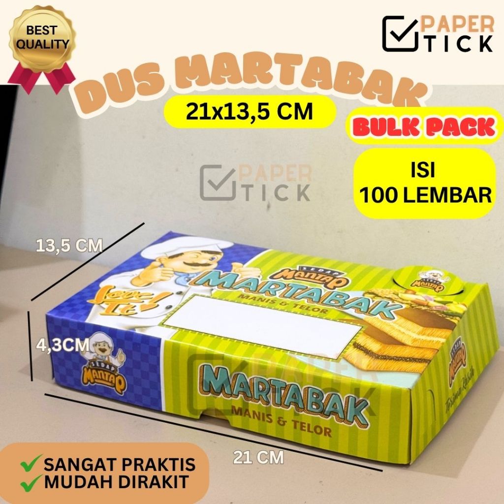 

(BULKPACK ISI 100 LEMBAR) Dus Martabak Kemasan Martabak Packaging 13,5 x 21 cm Box Martabak