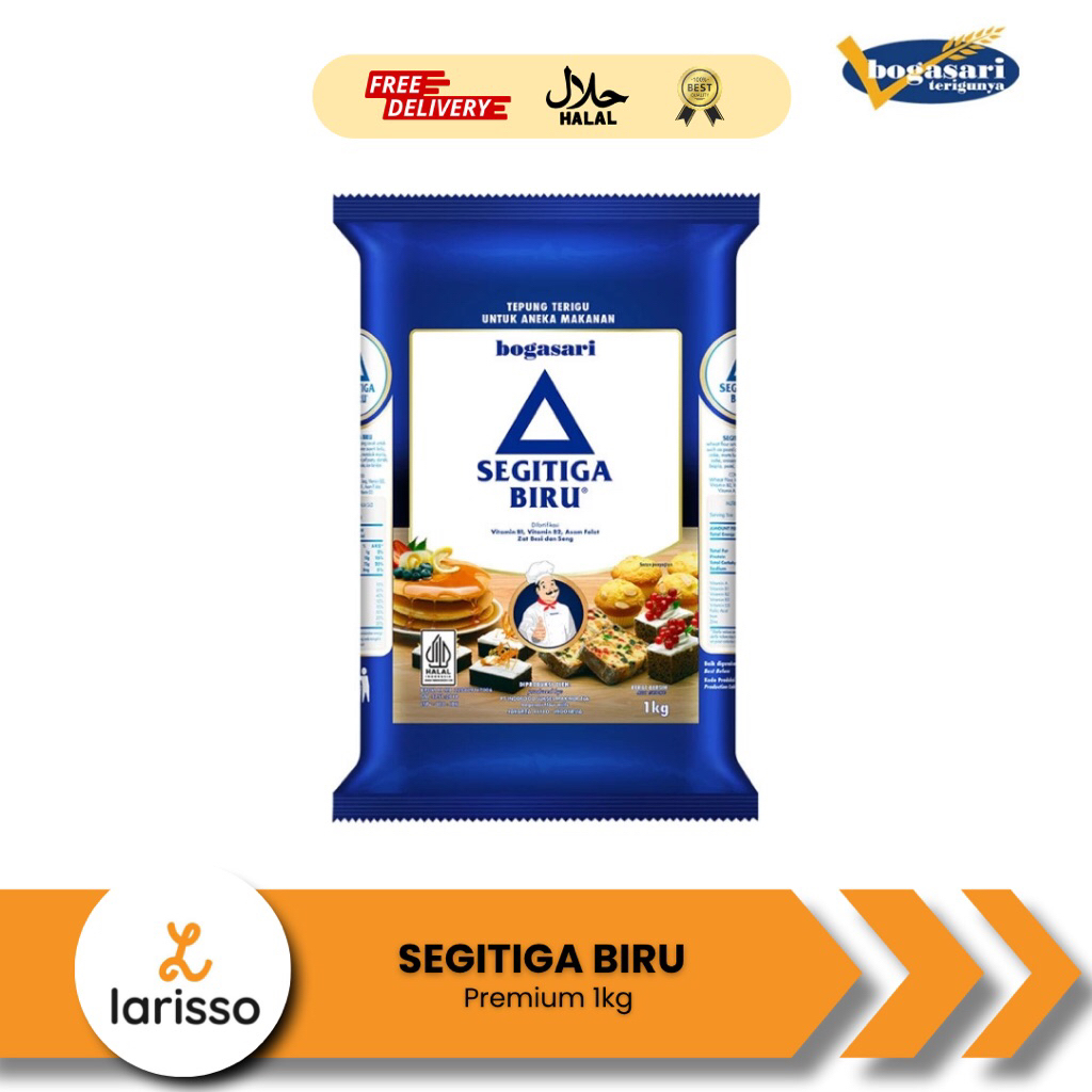 

Bogasari Tepung Terigu Segitiga Biru Premium 1 kg - Tepung Terigu Protein Sedang