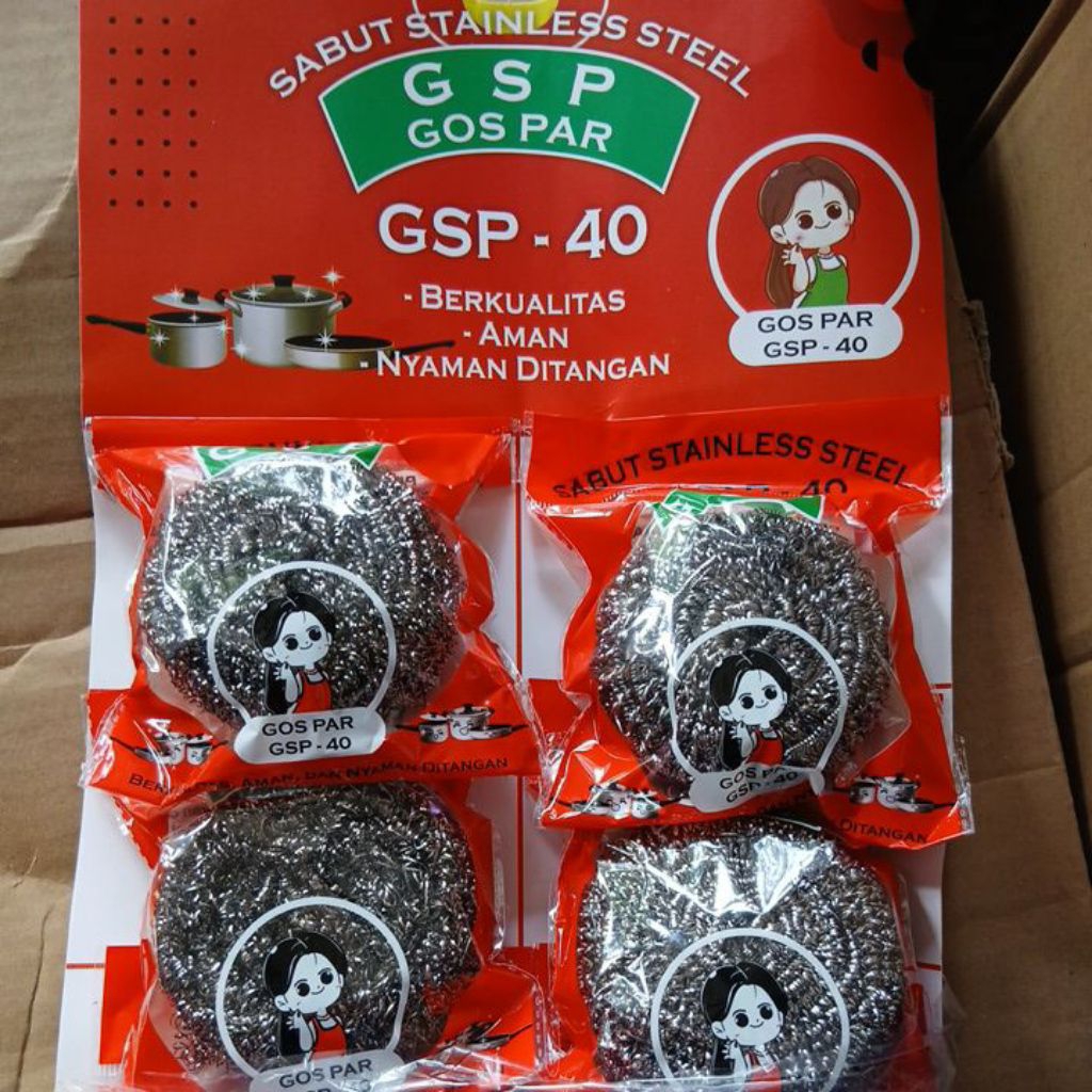 SERABUT KAWAT stainless GSP40 isi 12pcs. GOSPAN GSP 40 gosok panci serabut kawat cuci piring