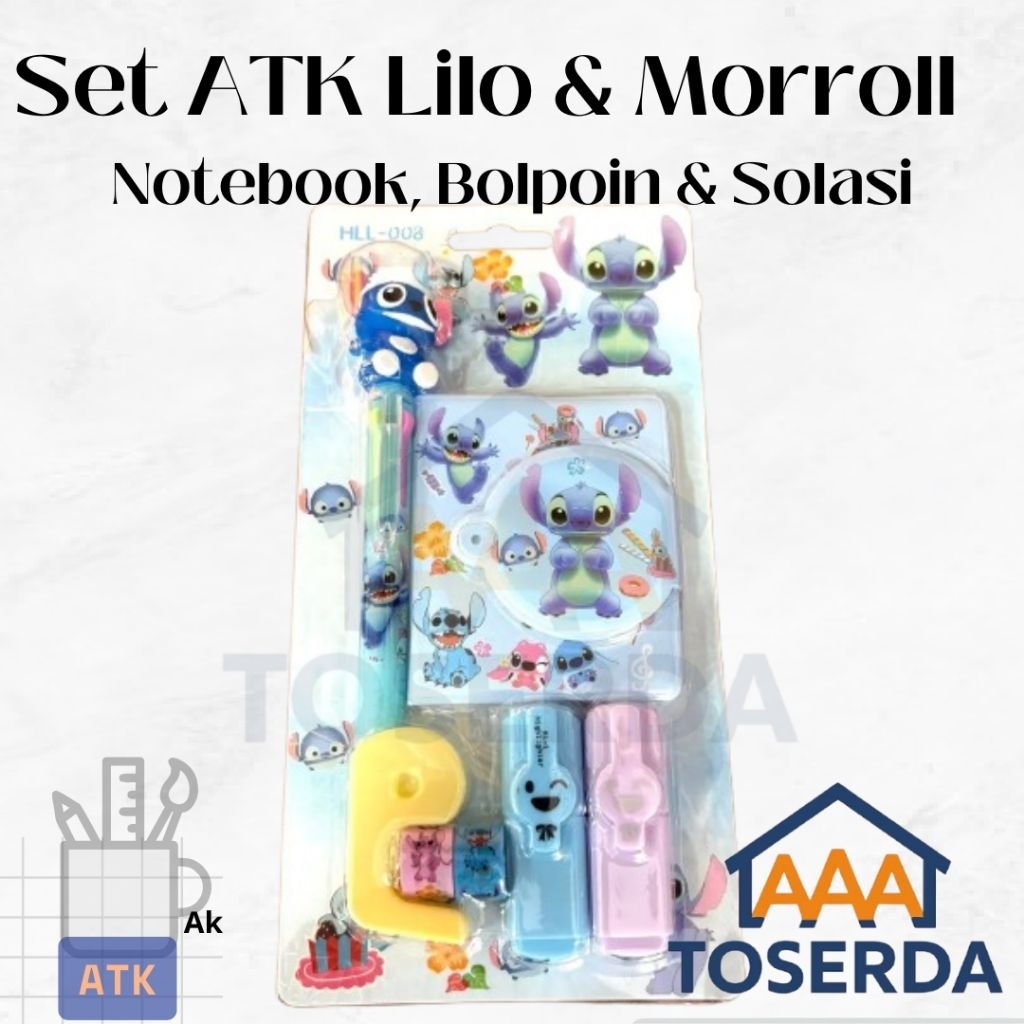 

AAA Toserda | Set Alat Tulis Karakter Lilo Stitch & Cinnamoroll - Notebook, Bolpoin Warna, Stabilo, Solasi, Dispenser Lucu