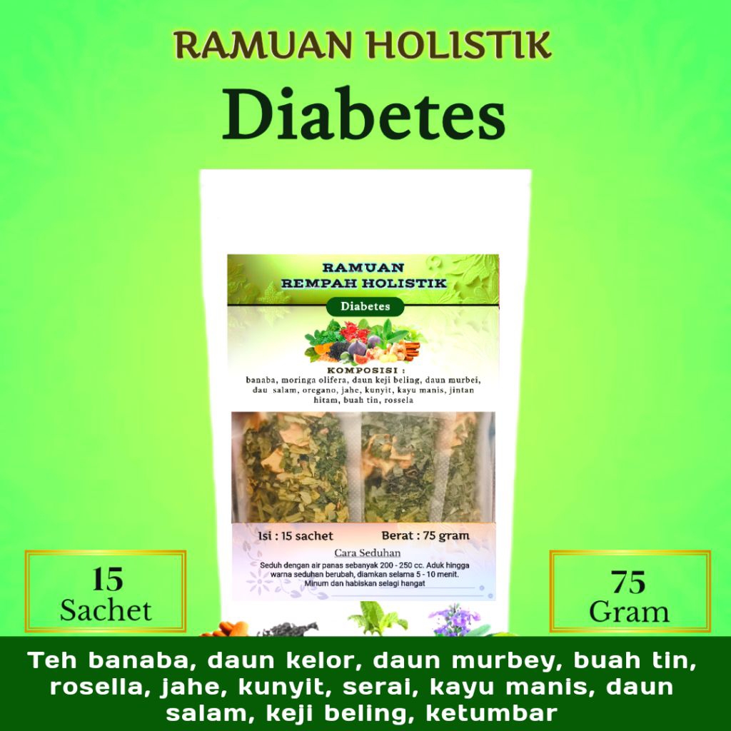 

Ramuan Holistik TEH DIABETES | Daun Banaba Daun Kelor Daun Murbei Insulin Kayu Manis - Obat Diabetes