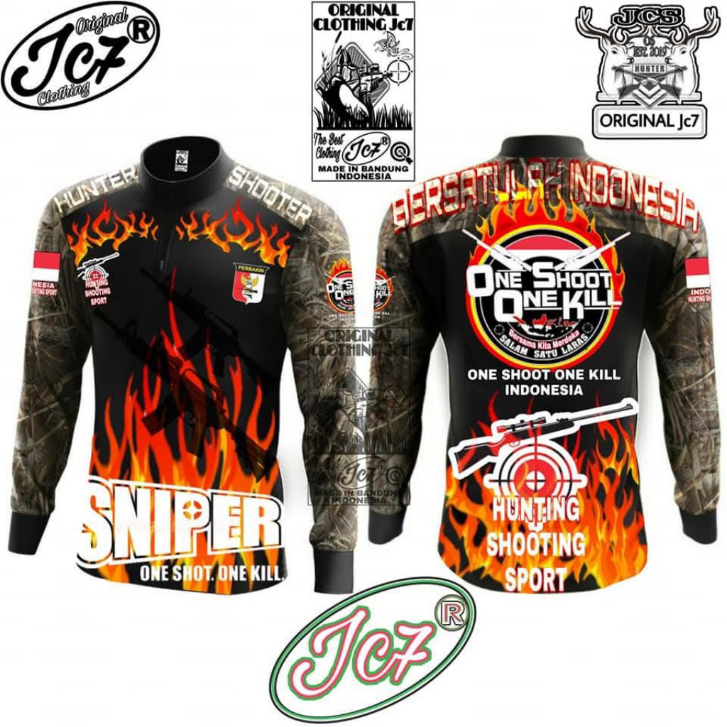 JERSEY PERBAKIN OSOK. ONE SHOOT ONE KILL API, KERAH RESLETING, LENGAN PANJANG RIB PREMIUM