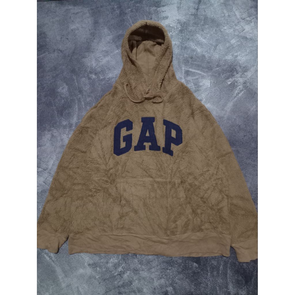 FASHION HOODIE GAP BROWN SHERPA LUAR BRANDED TERBAIK
