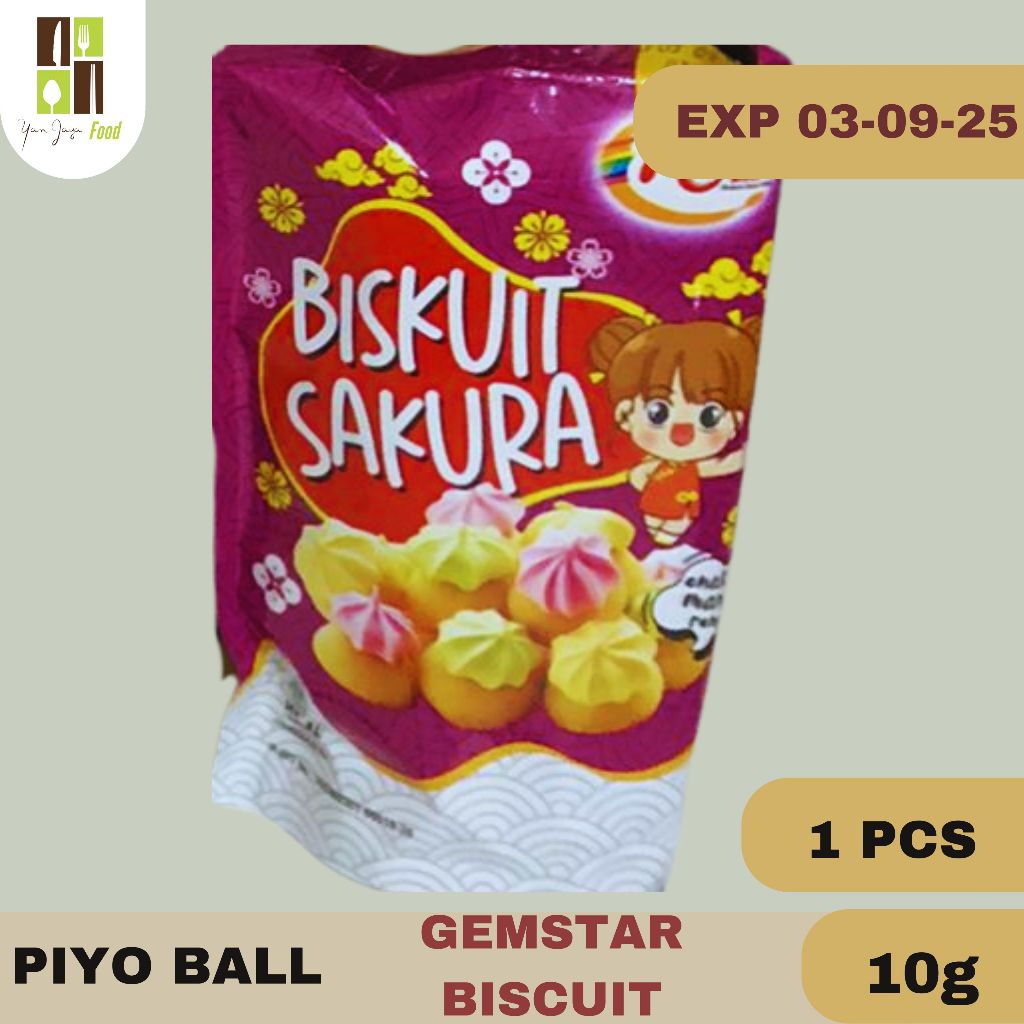

Piyo Ball Gem Star Biscuit / Biskuit Sakura / Kue Kancing ./ Kue kembang / Snack Jadul 1 PCS