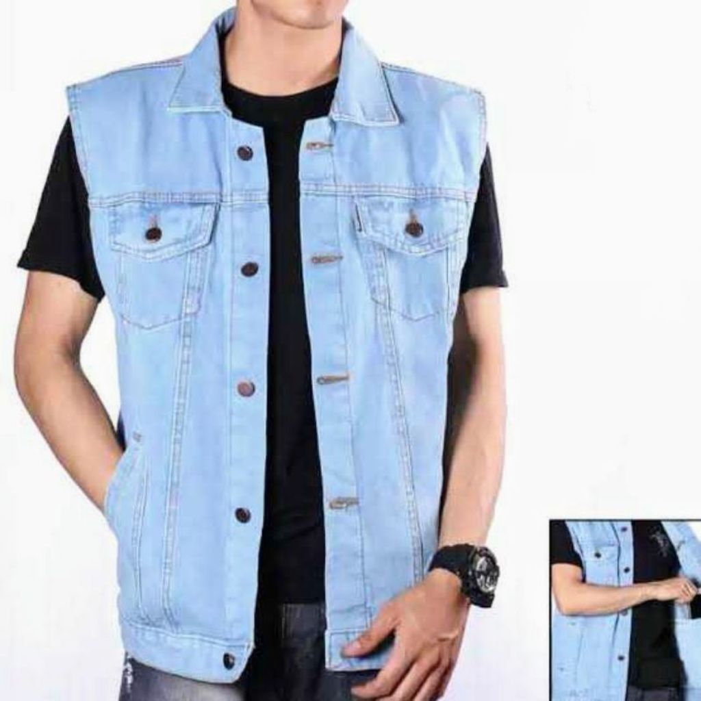 TERMURAH ROMPI JEANS PRIA - JAKET DENIM WANITA - JAKET ROMPI JEANS KANCING - ROMPI JEANS UKURAN JUMB