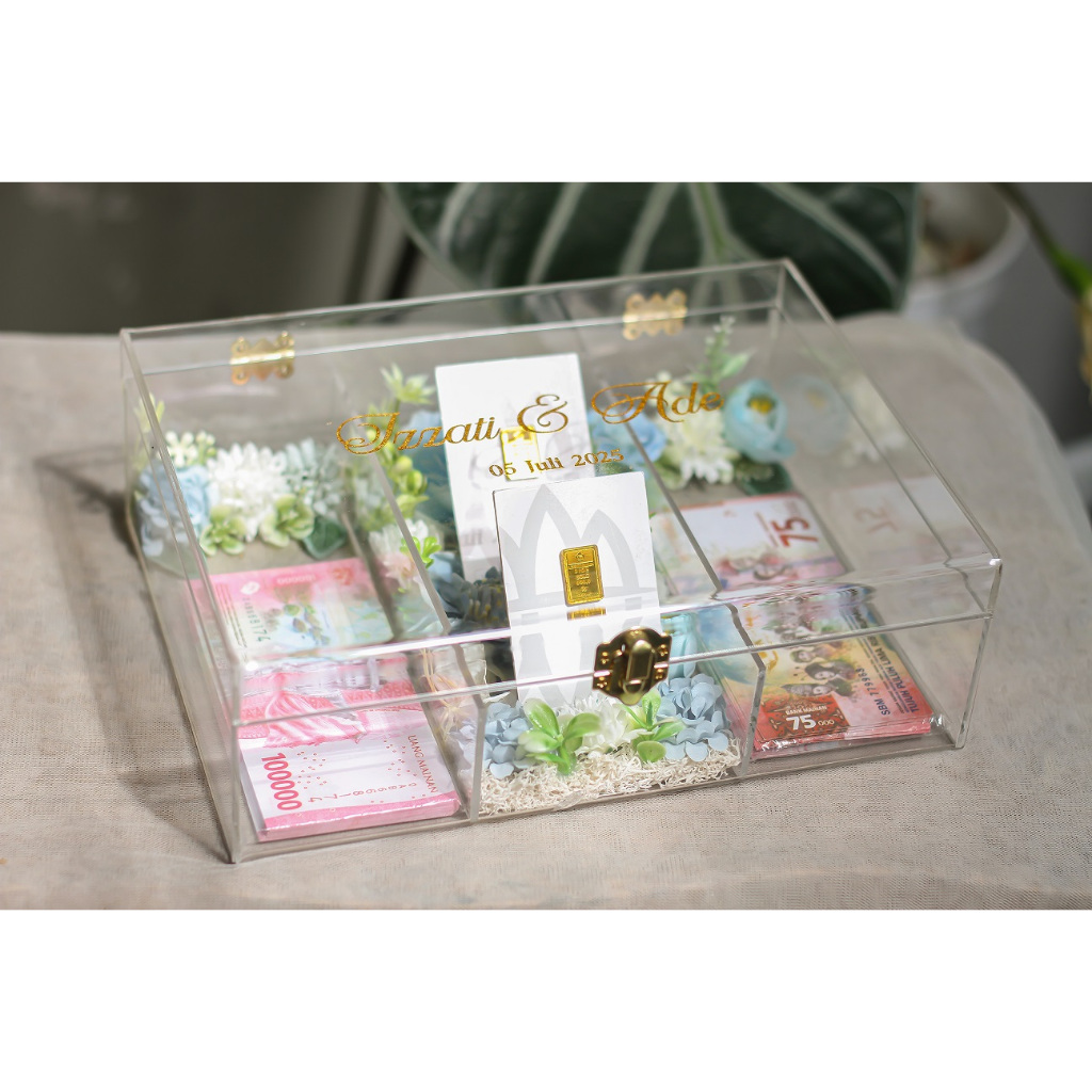 KOTAK LOGAM MULIA DAN UANG AKRILIK/BOX MAHAR UANG DAN LOGAM MULIA