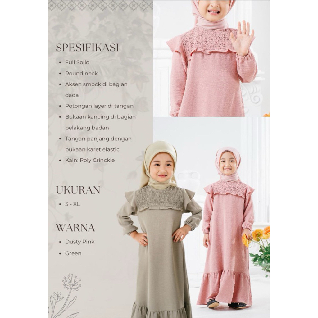 Gamis Muslimah Anak Perempuan Bugenvil Dress Zoya