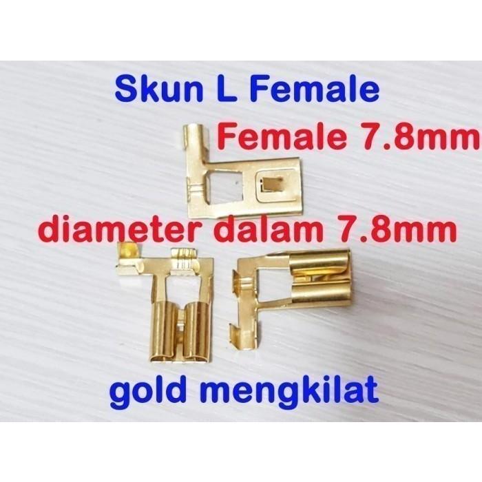 skun L 7.8mm gepeng female - skun jumbo kabel bengkok gold.