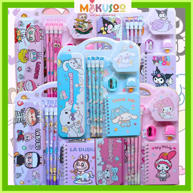 

Mikusoo Paket Alat Tulis Sekolah Anak Lengkap Motif Sanrio Labubu 8 In 1 Stationary Set Box Hadiah Lucu