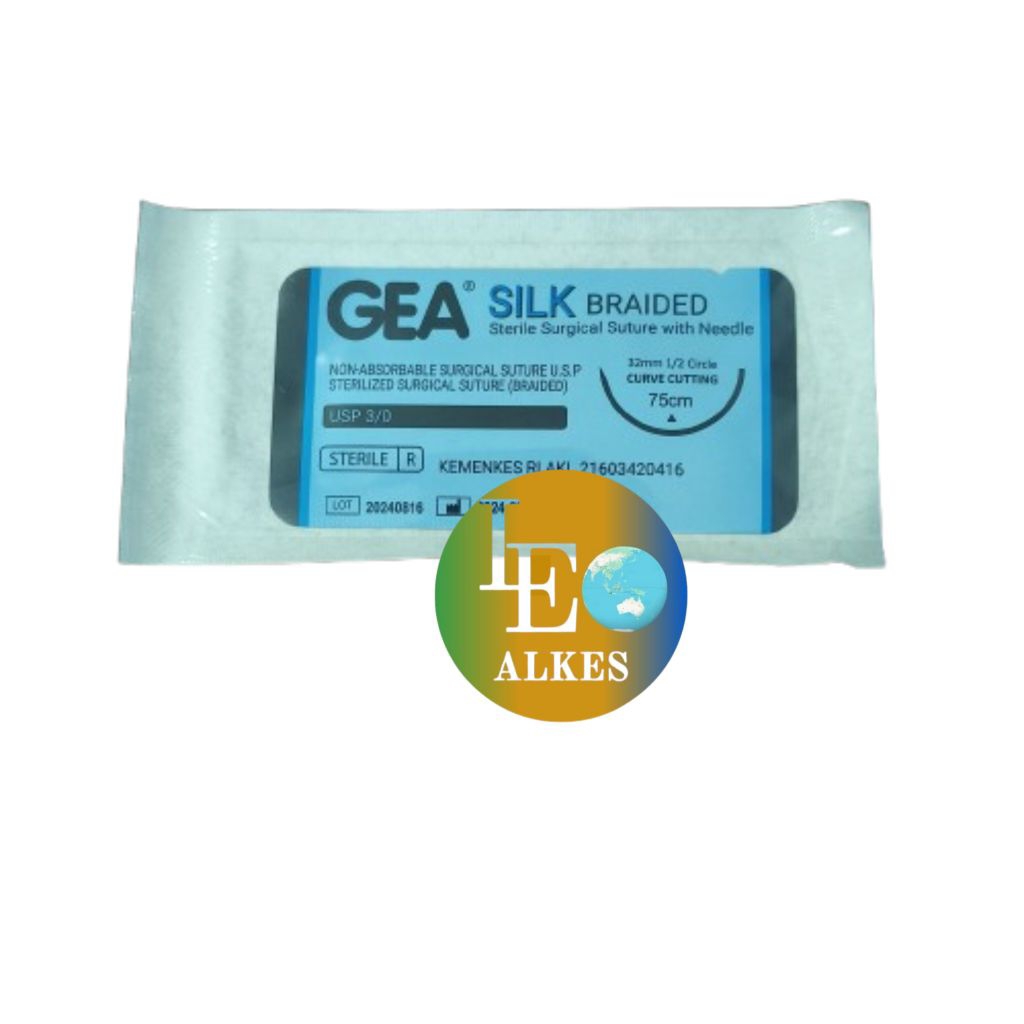 GEA Silk Braided  2/0 3/0 Benang Sutra Dengan Jarum Jahit