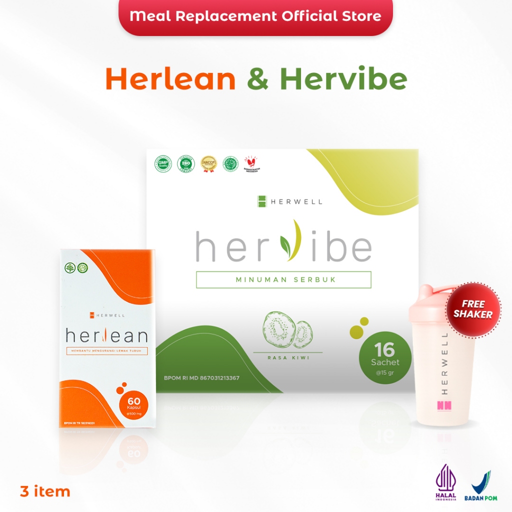 

Herwell Paket Perut Rata Herlean + Hervibe BPOM dan HALAL Free Shaker
