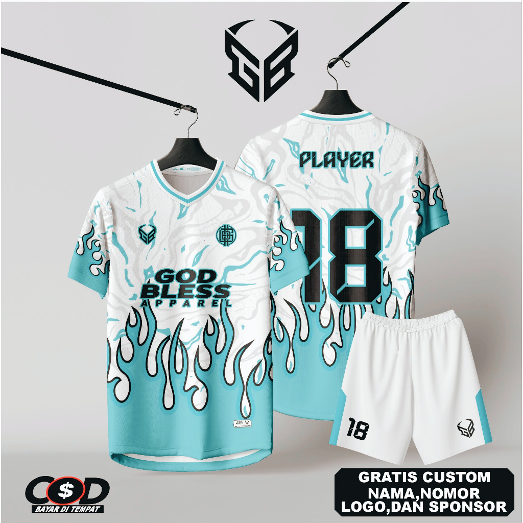 JERSEY BAJU FUTSAL SEPAKBOLA PRINTING CUSTOM GRATIS NAMA NOMER PUNGGUNG LOGO TEAM BISA SATUAN