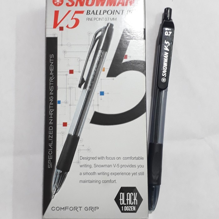 

Pulpen / Pen Snowman V5 0.7mm Hitam 1 Pak isi 12 Pcs
