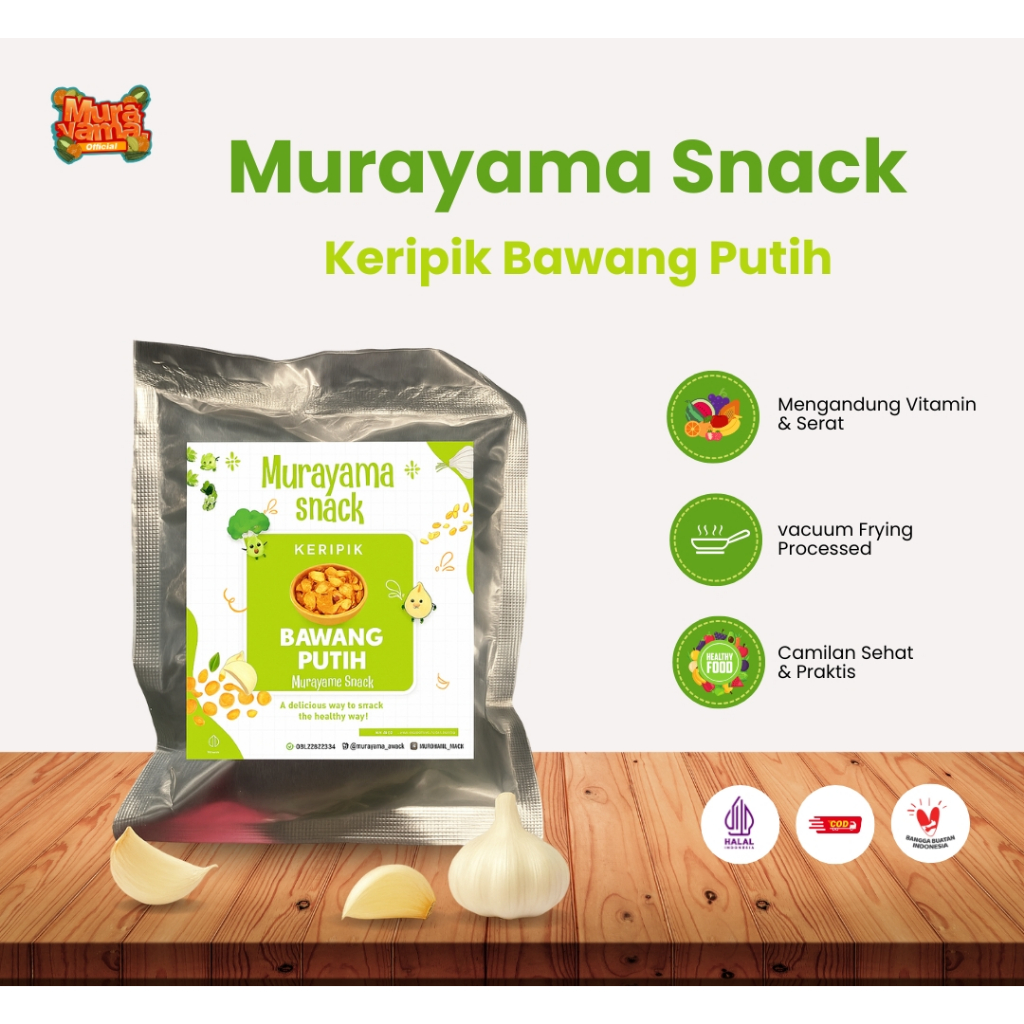 

Keripik Bawang Putih Gurih Original | MURAYAMA SNACK