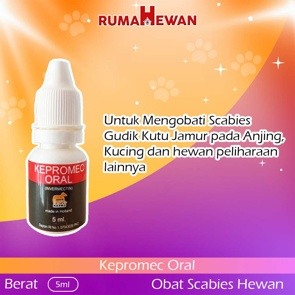 Kepromec Oral 5ml - Obat Kutu Jamur Scabies Kucing & Anjing