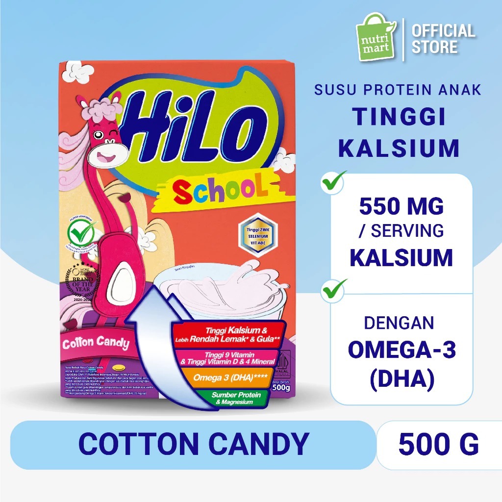 

HiLo School Cotton Candy 500g - Susu Tinggi Kalsium Lebih Rendah Lemak