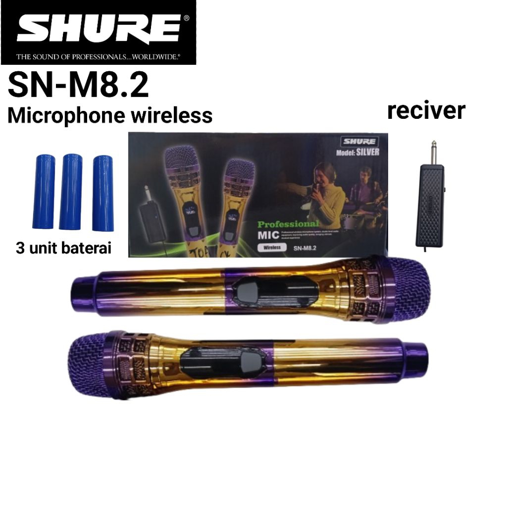 mic wireless SHURE SN-M8.2 mic wireless tanpa kabel double mic