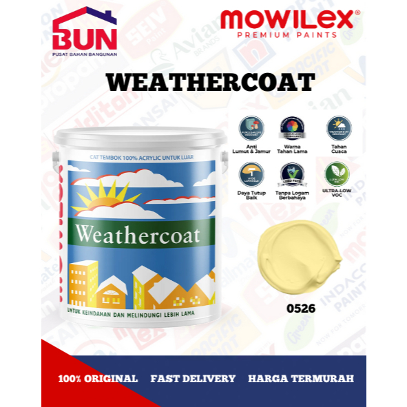 [2,5 Liter] Cat Tembok Eksterior Mowilex Weathercoat - LILY WHITE 0526 (TINTING)