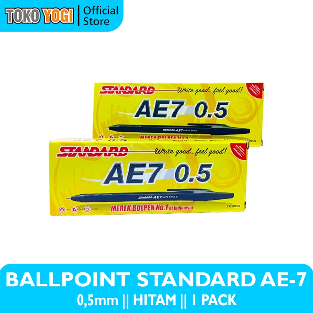

STANDARD BALLPOINT PEN AE-7 0,5 TINTA HITAM (1 PACK = 12 PCS)