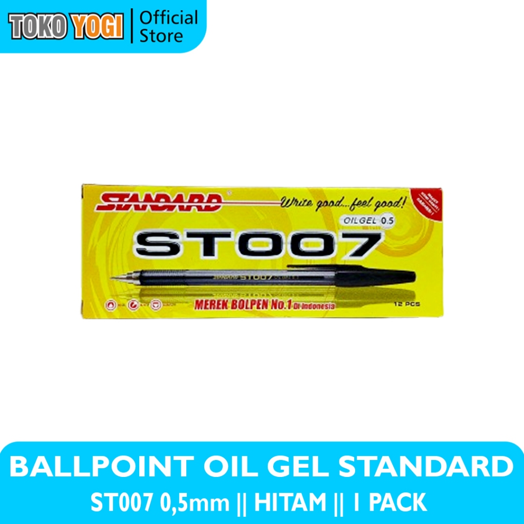 

STANDARD BALLPOINT GEL ST - 007 TINTA HITAM 0.5 (1 PACK = 12 PCS)