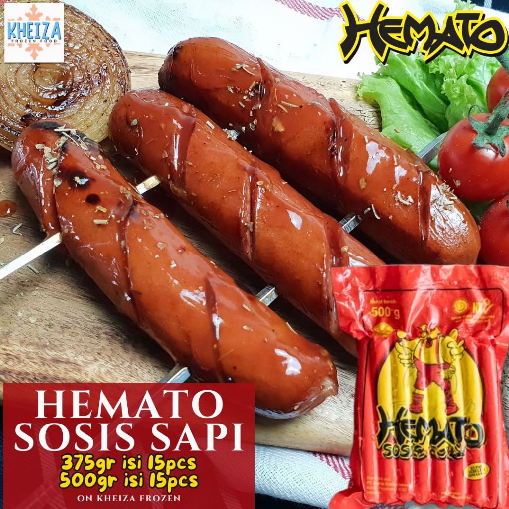 

HEMATO Sosis Sapi - Beef Sausage 375gr 500gr isi 15pcs - Kheiza Frozen