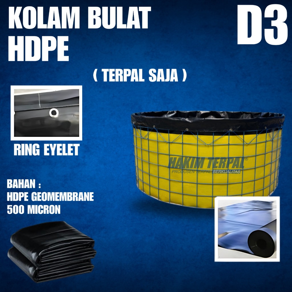 KOLAM BULAT HDPE 500 MIKRON DIAMETER 3M ( TERPAL SAJA )