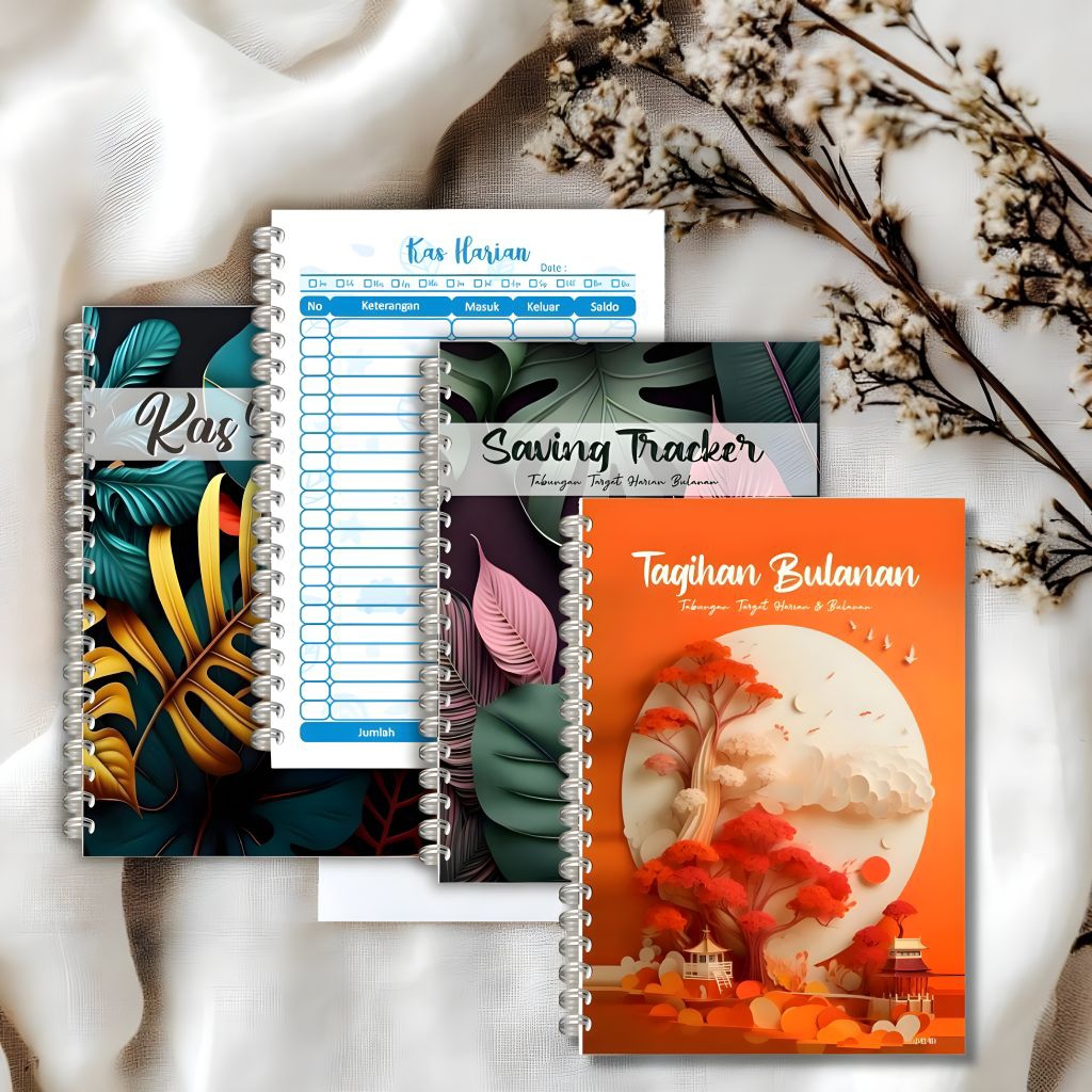

BUKU CATATAN TAGIHAN BULANAN, SAVING TRACKER, KAS HARIAN, BUKU UNTUK MENCATAT ATAU MENGINGAT KAS, TAGIHAN, ATAU PENYIMPANAN.