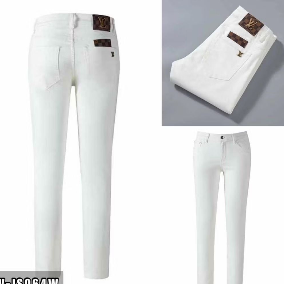 Celana jeans pria putih LSN4990 celana panjang branded miror