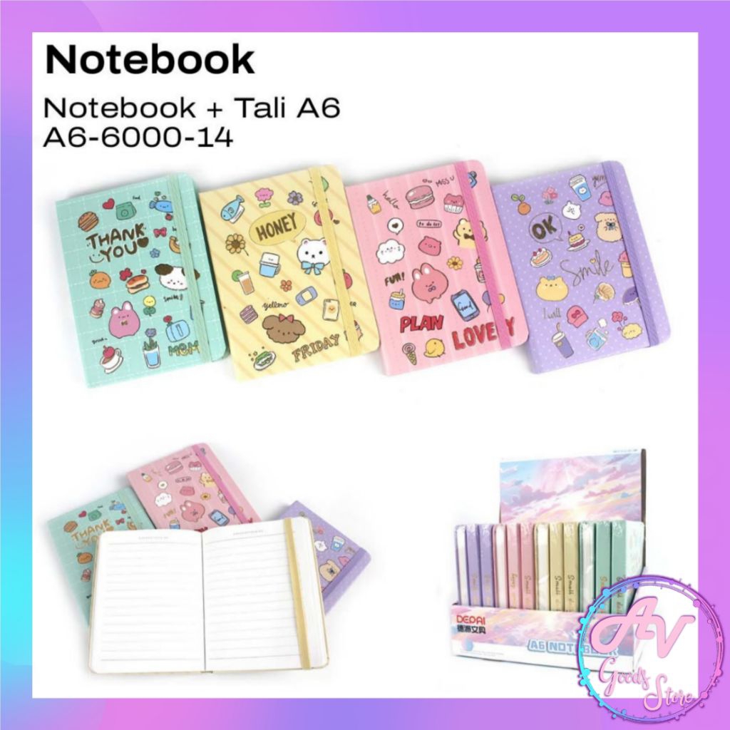

Diary Tali A6 Fancy Karakter / Notebook Tali Fancy A6 / Buku Notes Catatan