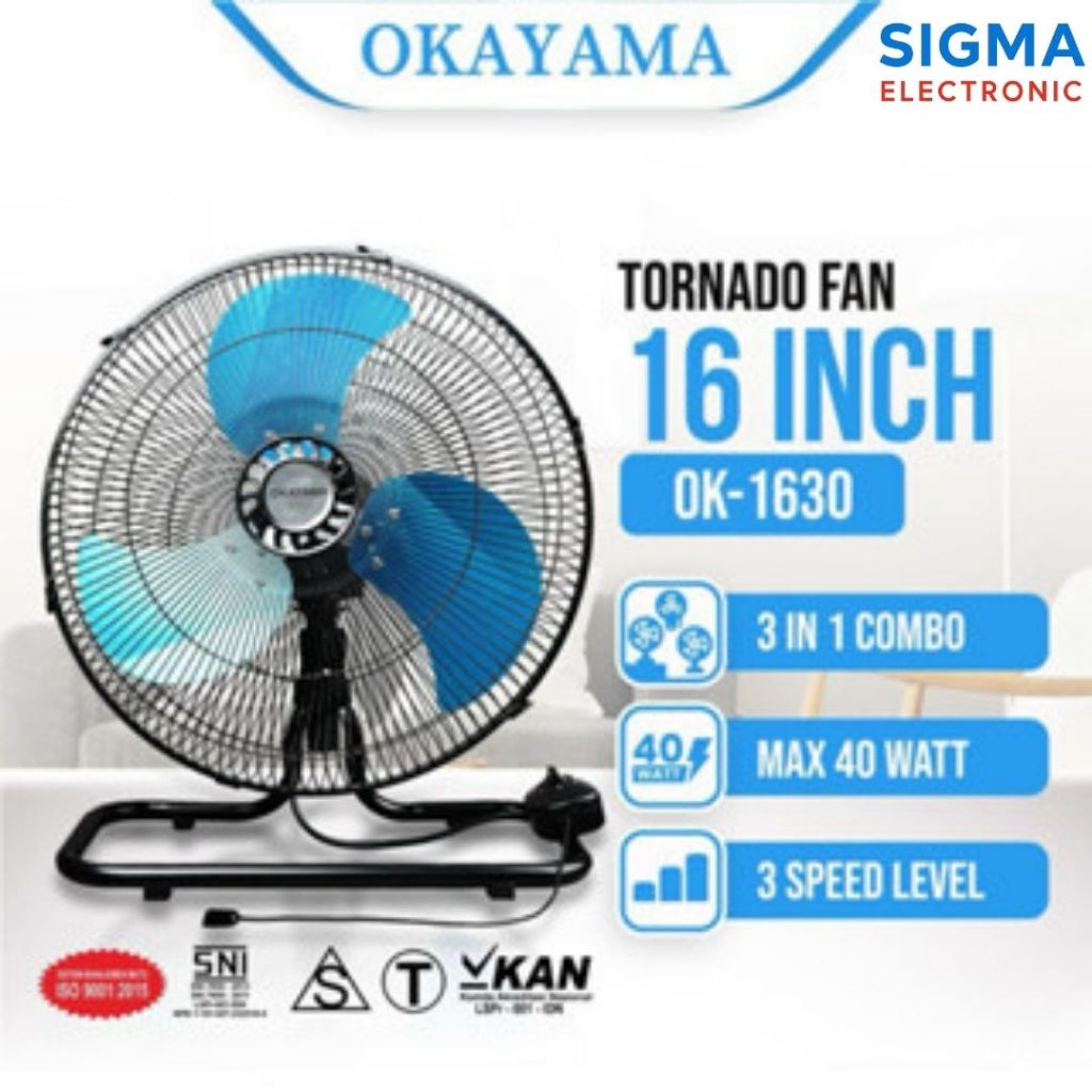 KIPAS ANGIN TORNADO 16 INCH OKAYAMA OK-1630 FLOORFAN WALLFAN